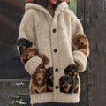 Comstylish Lovely Dachshund Dogs Cozy Knit Hooded Cardigan