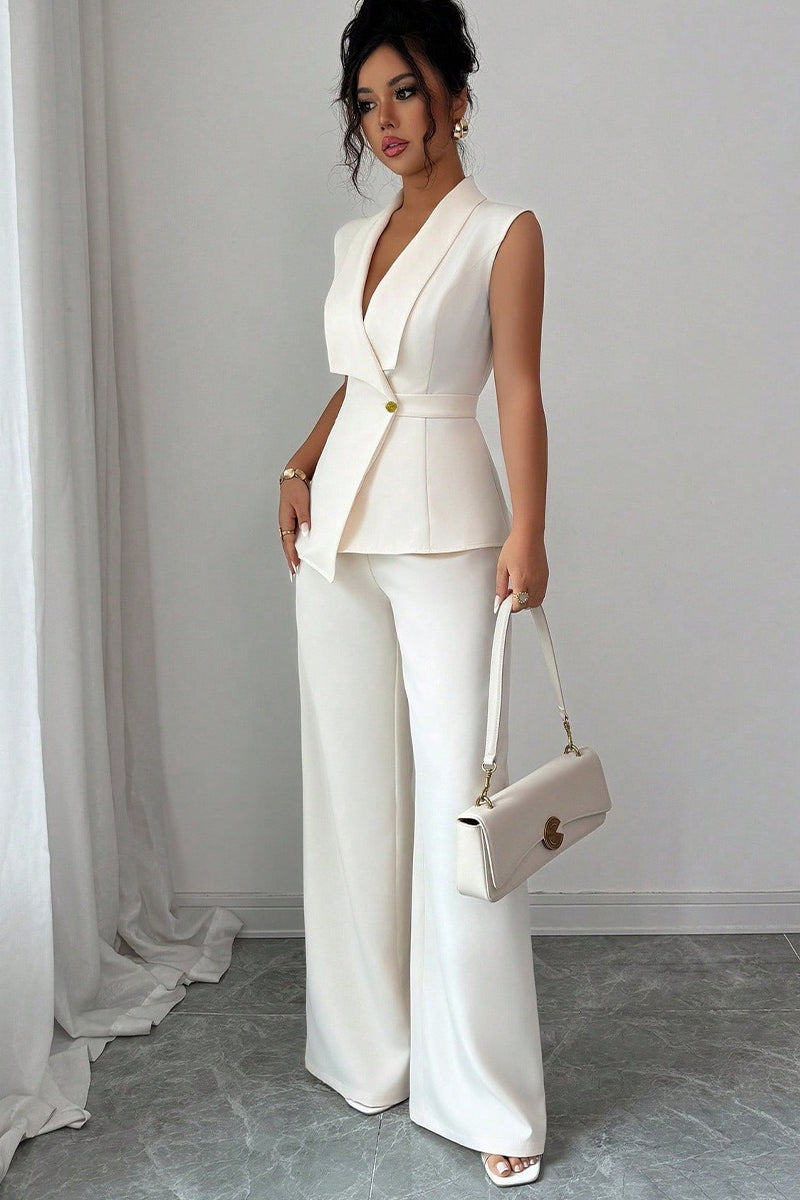 Asymmetric Two Piece Vest Pants Set