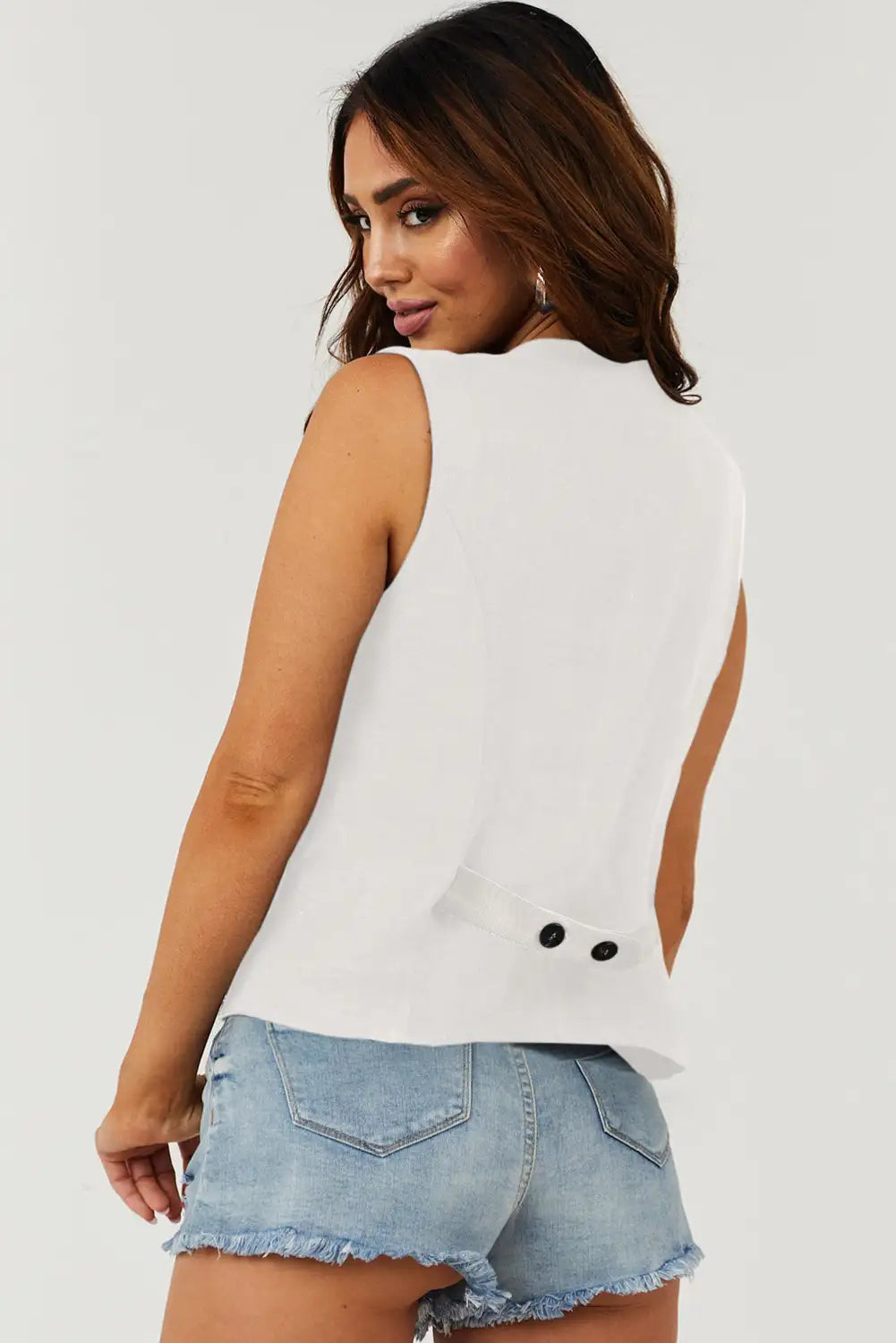 White V Neck Suit Vest