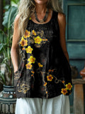 Comstylish Vintage Plum Blossom Art Linen Blend Cozy Tank Top