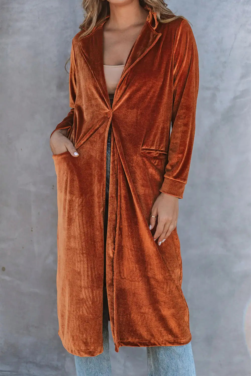 Brown Velvet Long Coat