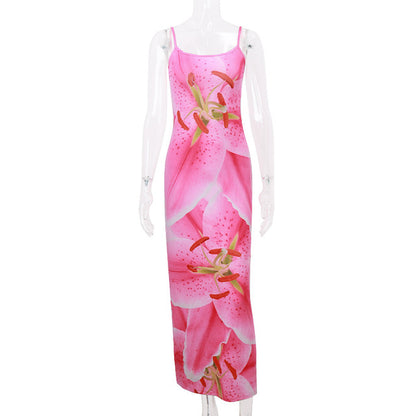 Taruxy Print Beach Vacation Maxi Dress ’s Backless Strapless Summer Female Party Dress Slim Suspender Clothes