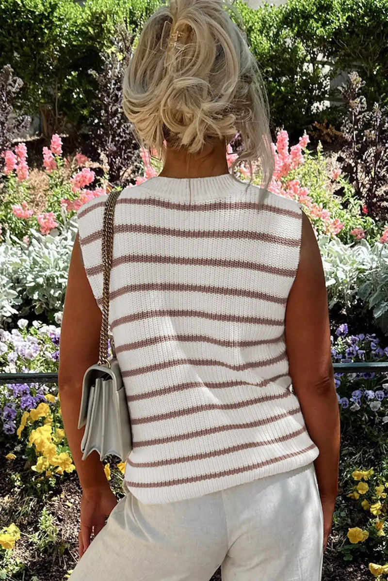Fresh Khaki Stripe Knit Vest