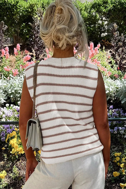 Fresh Khaki Stripe Knit Vest
