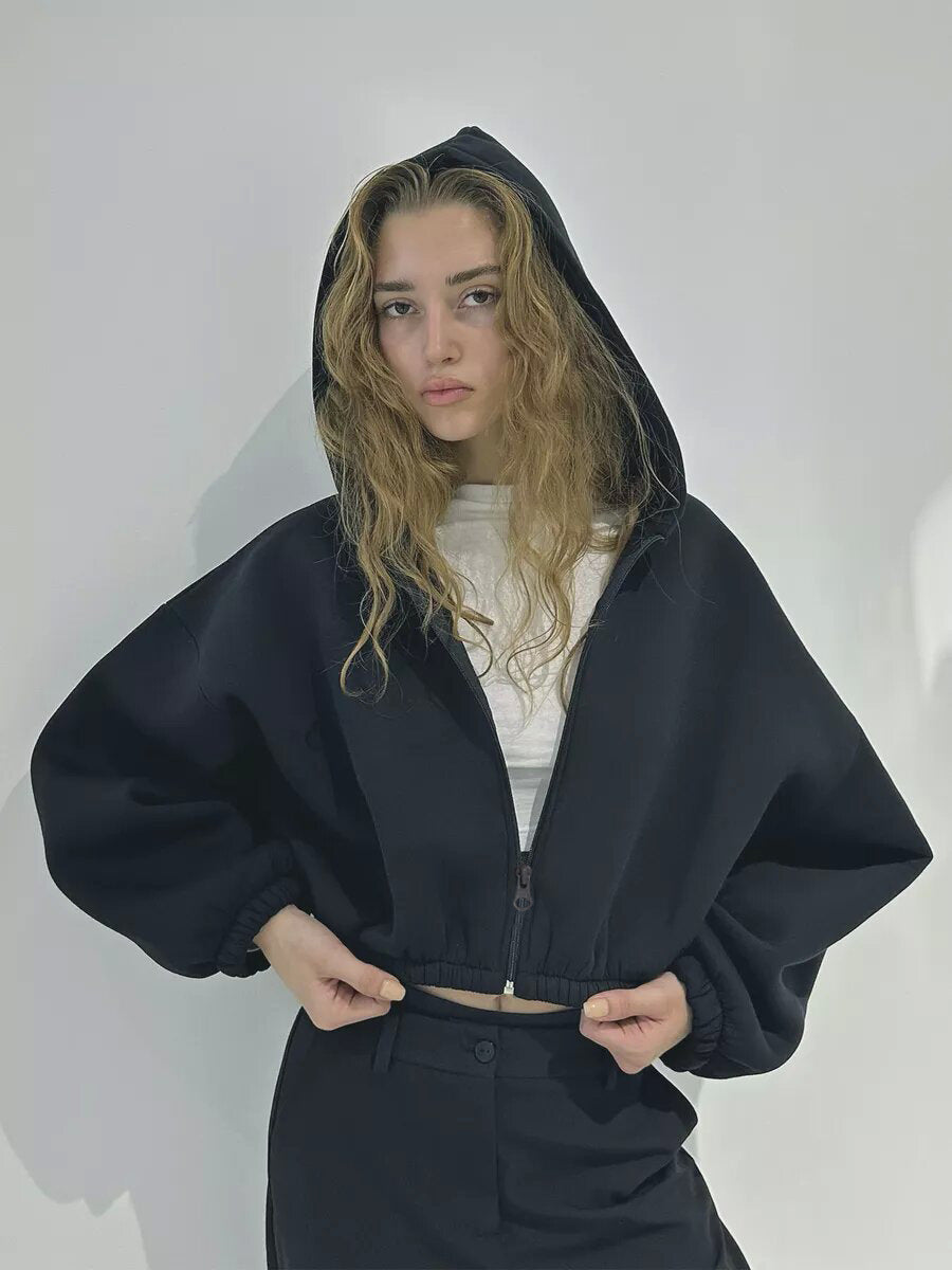 Color Short Sports Hoodie Coat