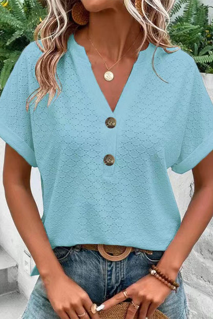 Buttons V Neck T-shirts(10 Colors)