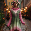 Women's Magic Element Contrasting Color Design Hooded Dress artswardrobe