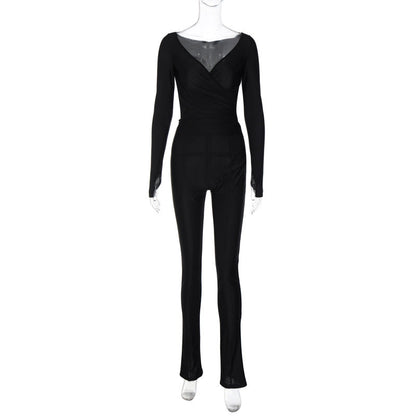 ’s Autumn V Neck Long Sleeve Top and Slimming Pants Set