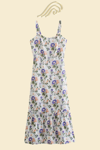 Elspeth Printed Strap Flare Midi Dress