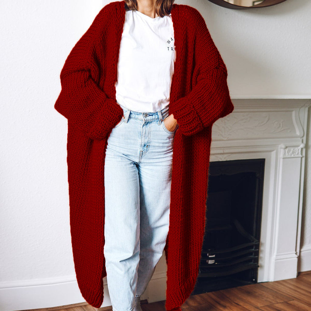 Casual Loose Long Thick Placket Sweater Cardigan elevenforest
