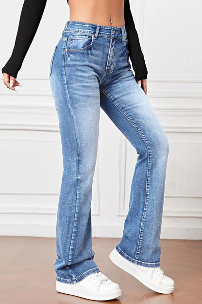 Pocket High Waist Denim Jeans(3 Colors)