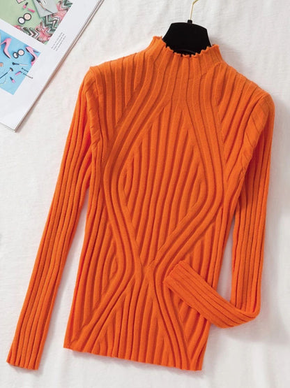 Autumn Knitted Sweater Pullover Long Sleeve Office Lady Jumper Sweater Slim Sweaters Tops New