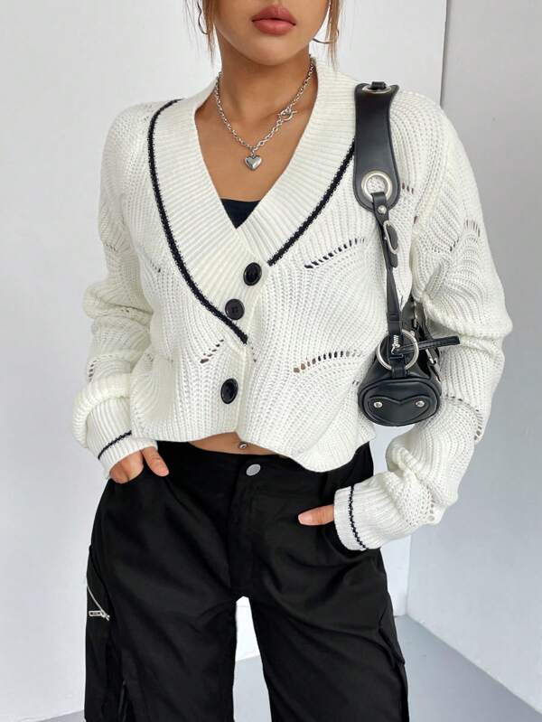 Autumn and Winter New Loose V Neck Thin Sweater Jacket Cardigan