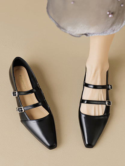 Pointed-toe Shallow Cut Split-joint Flat Shoes