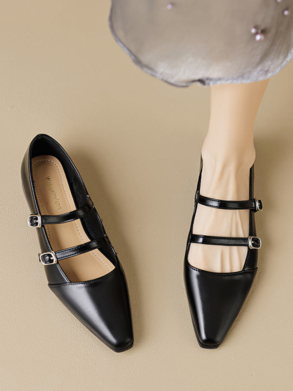 Pointed-toe Shallow Cut Split-joint Flat Shoes
