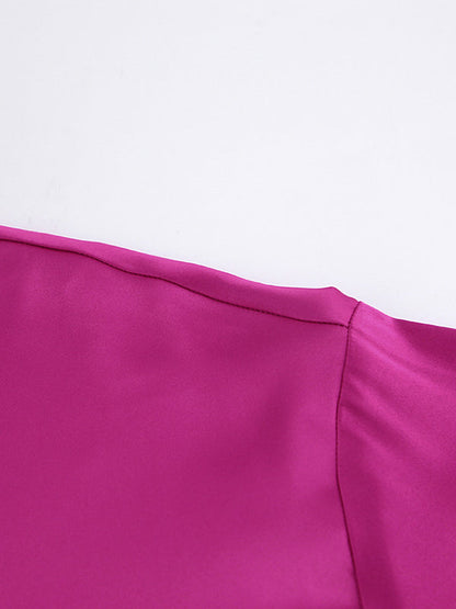 Loose Wrap Feathers Color Split-joint Lapel Collar Blouses&shirts Tops
