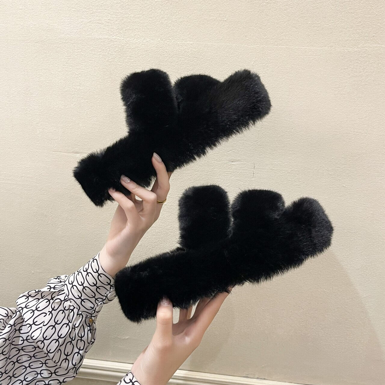 Ella Faux Fur Slides Sandals
