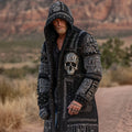 Men's Dark Style Skull Inspired Knitted Cozy Long Hooded Cardigan artswardrobe