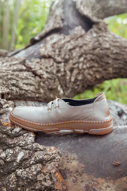 Rumour Has It| Embroidered Leather Loafer - Grey
