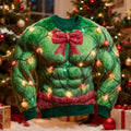 Comstylish Men's Christmas Lights And Butterfly Print Plush Sweatshirt