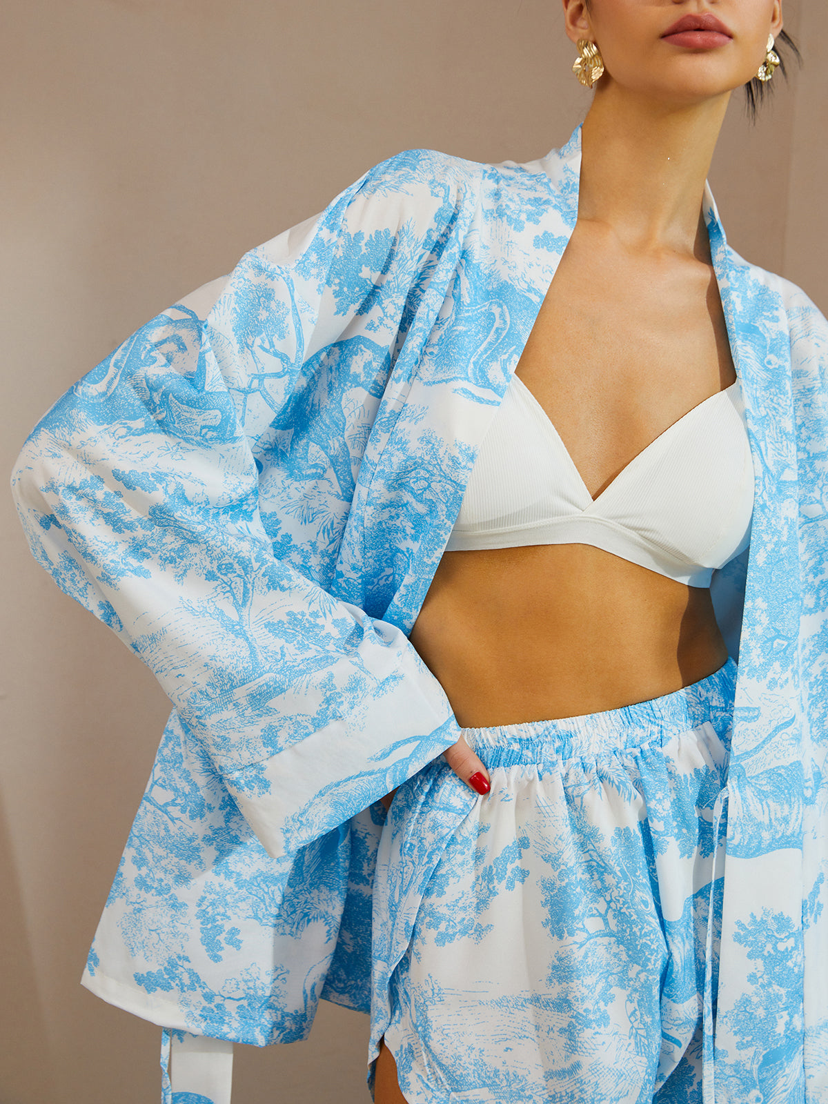 Printed Shorts Set With Belt