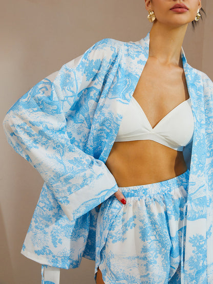 Printed Shorts Set With Belt
