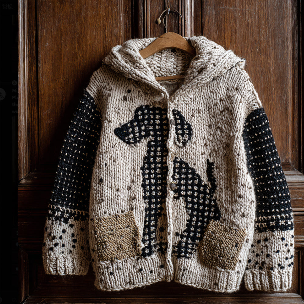 Vintage Spotted Dog Patchwork Cardigan Sweater elevenforest