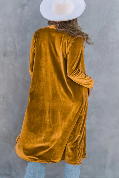 Yellow Velvet Long Coat