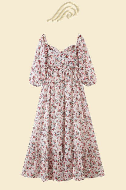 Helena Printed Embroidered Off-shoulder Maxi Dress