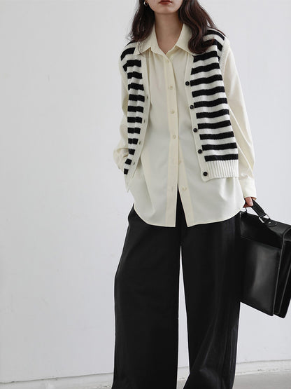 Spring Minimalist Long Sleeve Button Up Shirt Korean Style Tie Shirts Blouse Loose Clothes Tops
