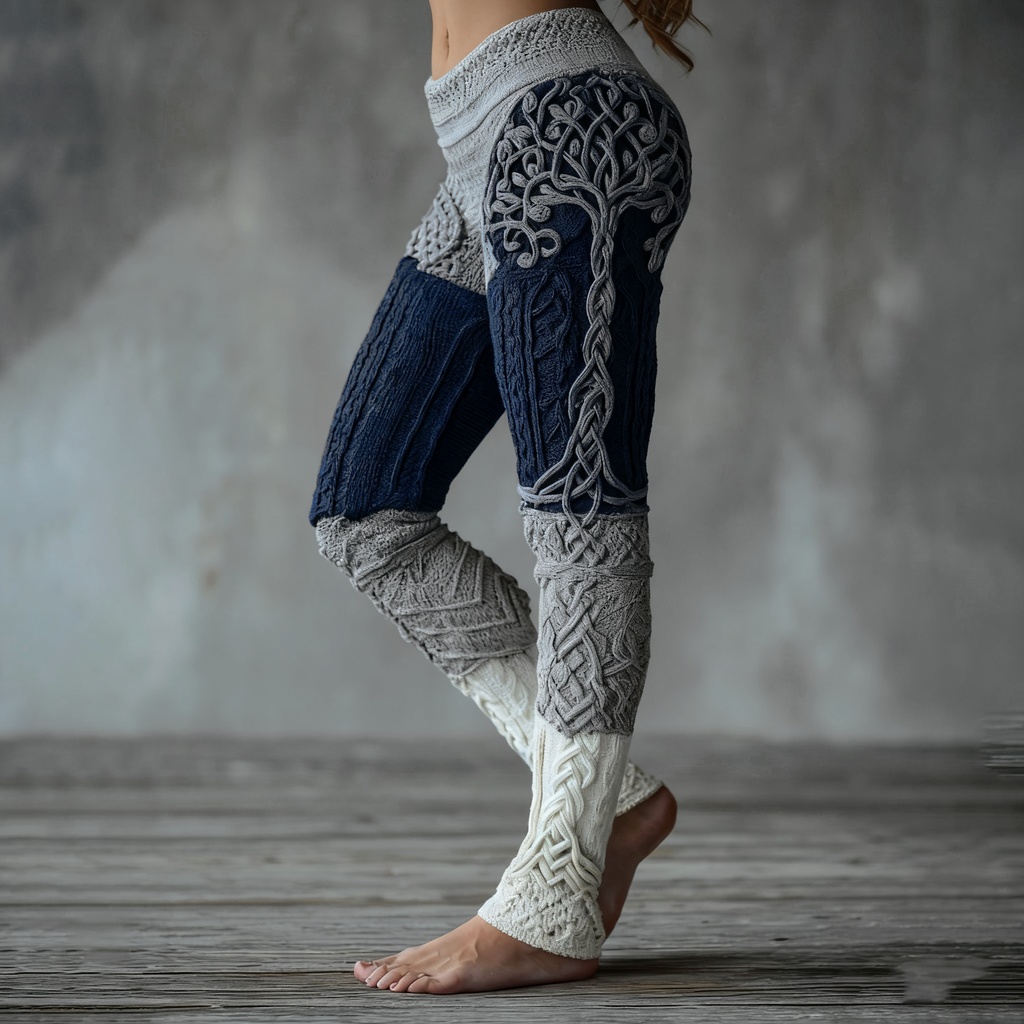 Women's Viking Tree Of Life Pattern Cozy Casual Leggings artswardrobe