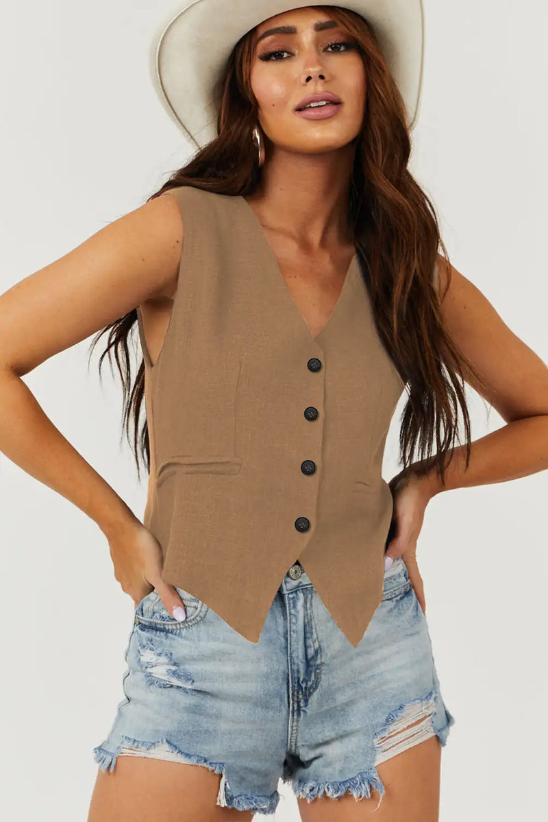 Chestnut V Neck Suit Vest
