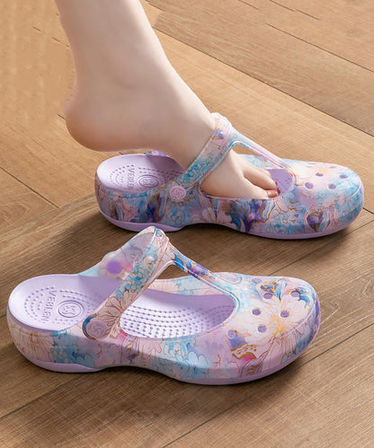 Comfortable Green Print Hollow Out Beach Slide Sandals Ap1059