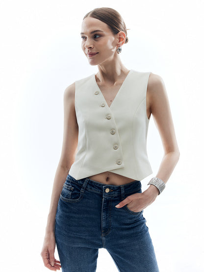 Button V-neck Vest