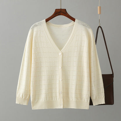 Ice Silk Knitted Cardigan Summer Matching Skirt Anti Loose Shawl Air Conditioning Shirt Outer Wear Thin Coat Top