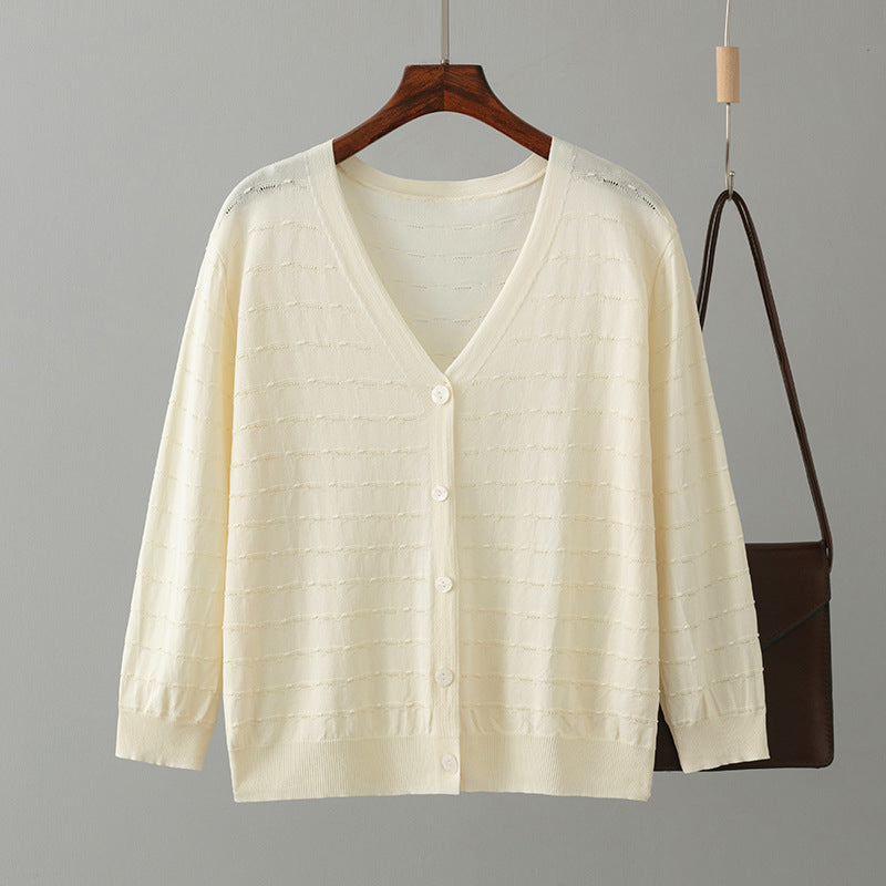 Ice Silk Knitted Cardigan Summer Matching Skirt Anti Loose Shawl Air Conditioning Shirt Outer Wear Thin Coat Top