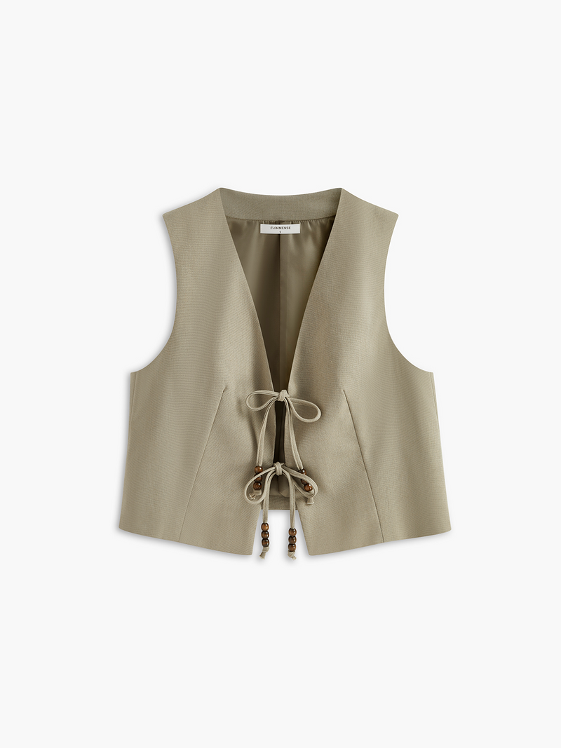 V-neck Knotted Vest