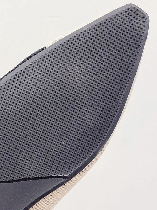 Contrast Color Pointed-toe Split-joint V-cut Flat Shoes Flats