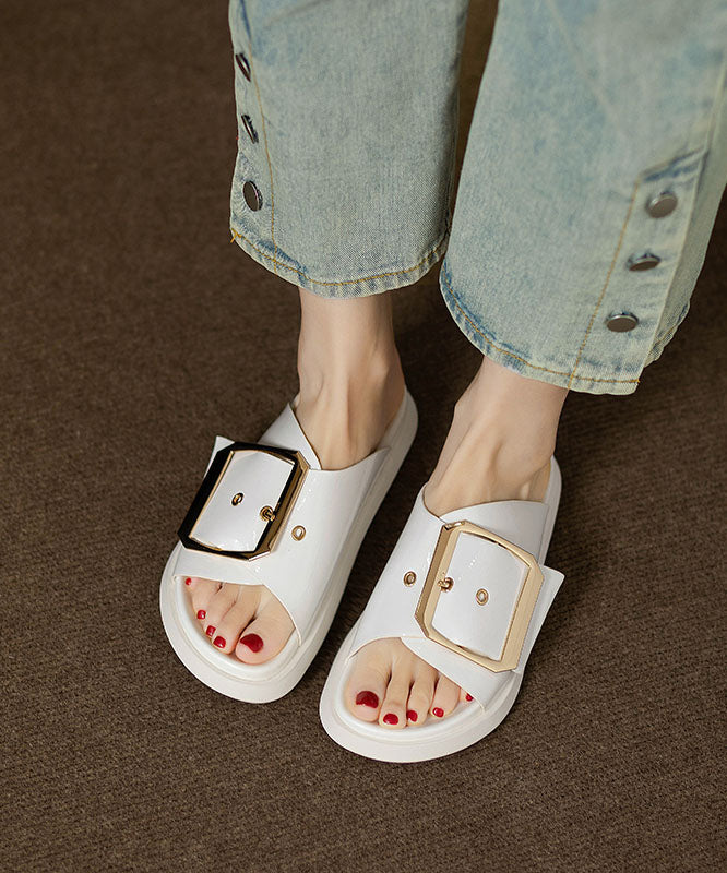 Comfy Black Splicing Platform Slide Sandals Qk038