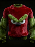 Comstylish Men's Christmas Inspired Monster Eyes Cozy Plush Sweatshirt