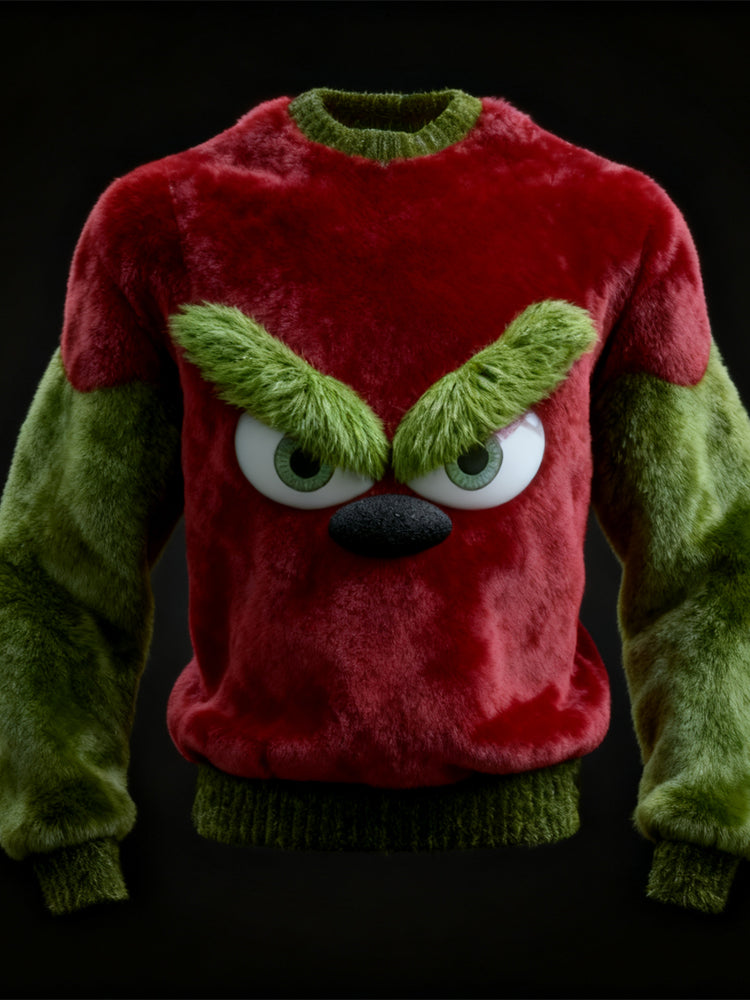 Comstylish Men's Christmas Inspired Monster Eyes Cozy Plush Sweatshirt