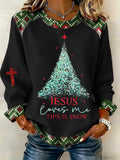 Comstylish Women's Christmas Casual Patchwork Comfortable Sweatshirt