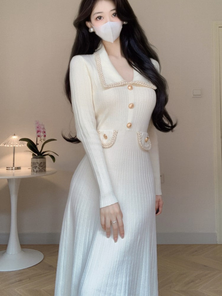 Autumn Winter Knitted Dress Long Sleeve Soft Slim Pullover Sweater Midi Dresses Female Party Vestidos New