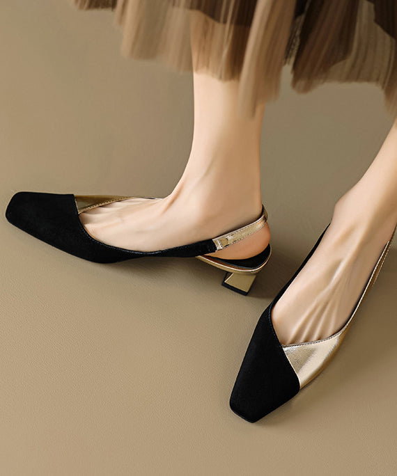 Gold Sandals Chunky Sheepskin French Splicing Oi021