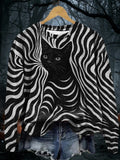 Women's Halloween Black Cat Stripes Print Casual Sweatshirt artswardrobe