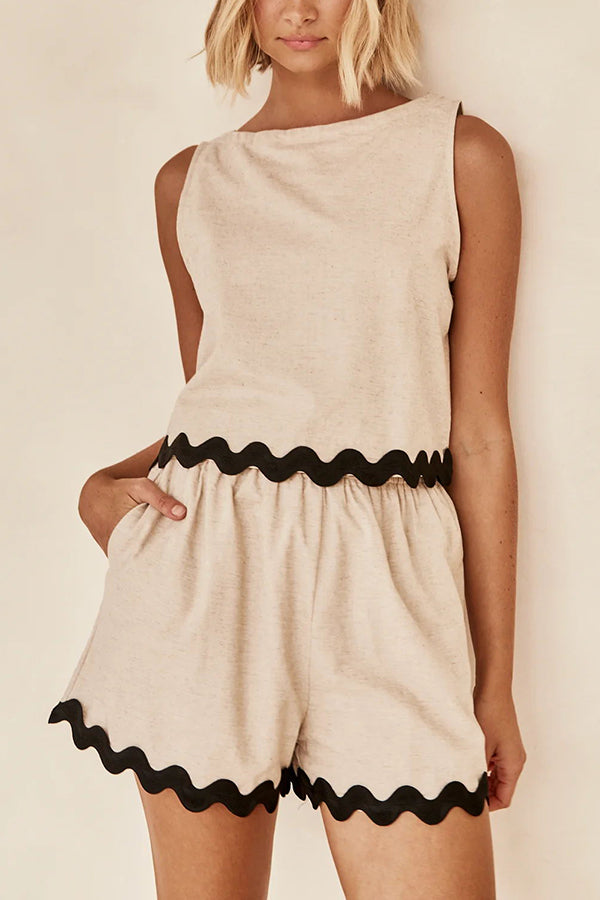Leilani Tank Top and Elastic Waist Pocket Shorts Set