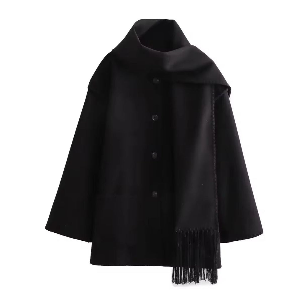 JO | loose jacket with scarf tassels