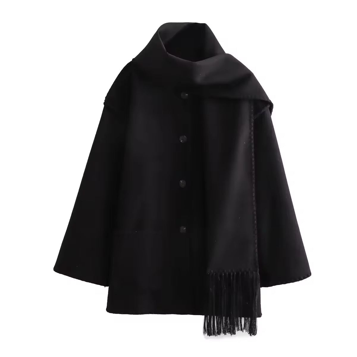 JO | loose jacket with scarf tassels