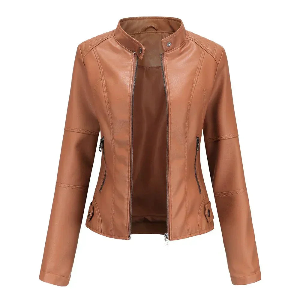 JO | Ladies leather jacket with Mao