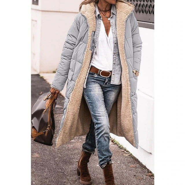 JO | Reversible long sherpa jacket
